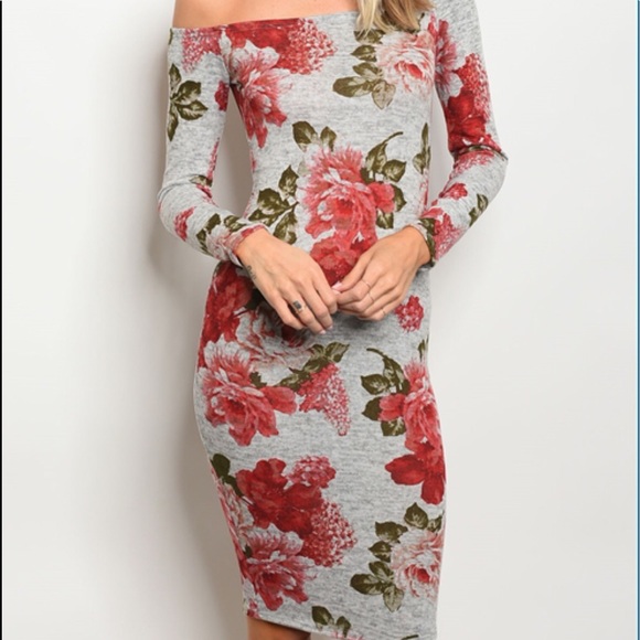 Last Best Seller off shoulder floral bodycon dress - Picture 4 of 7